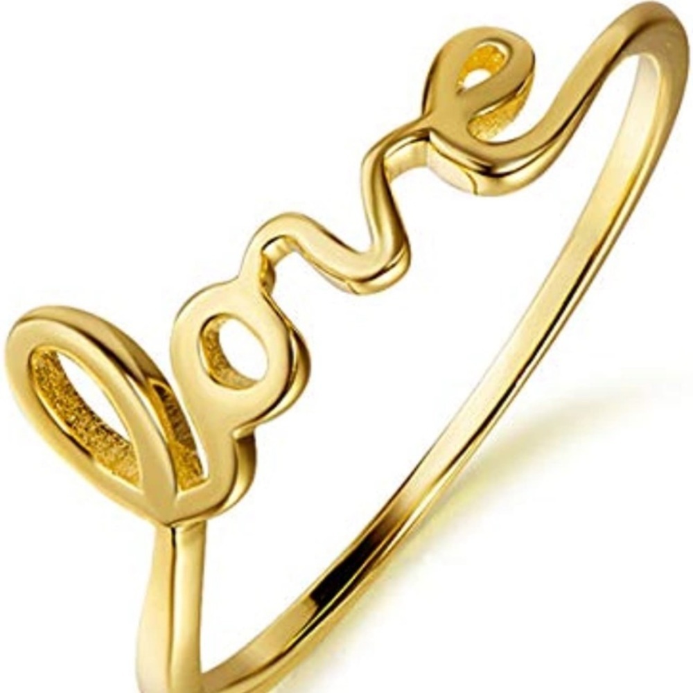 925 Love Inscription Letters Phrase Ring - Picture 2 of 10